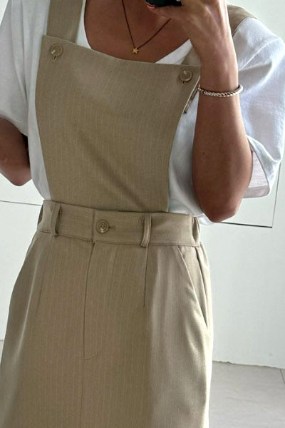 2-Way Classic Pinstripe Suspender Skirt