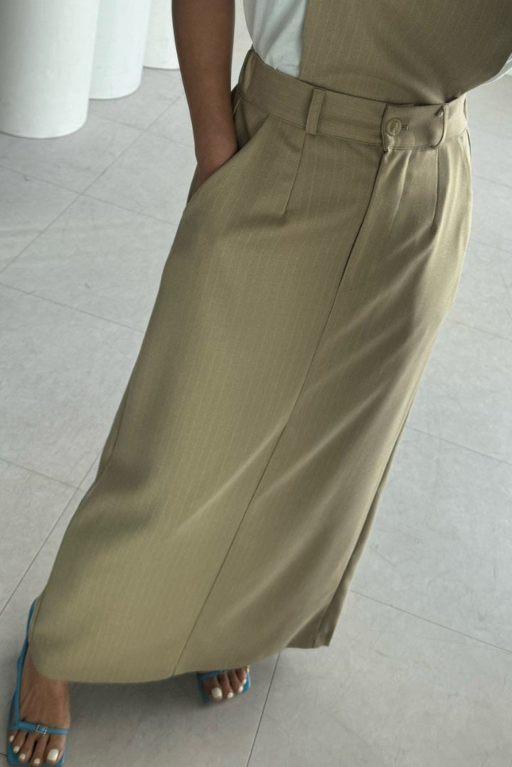 2-Way Classic Pinstripe Suspender Skirt