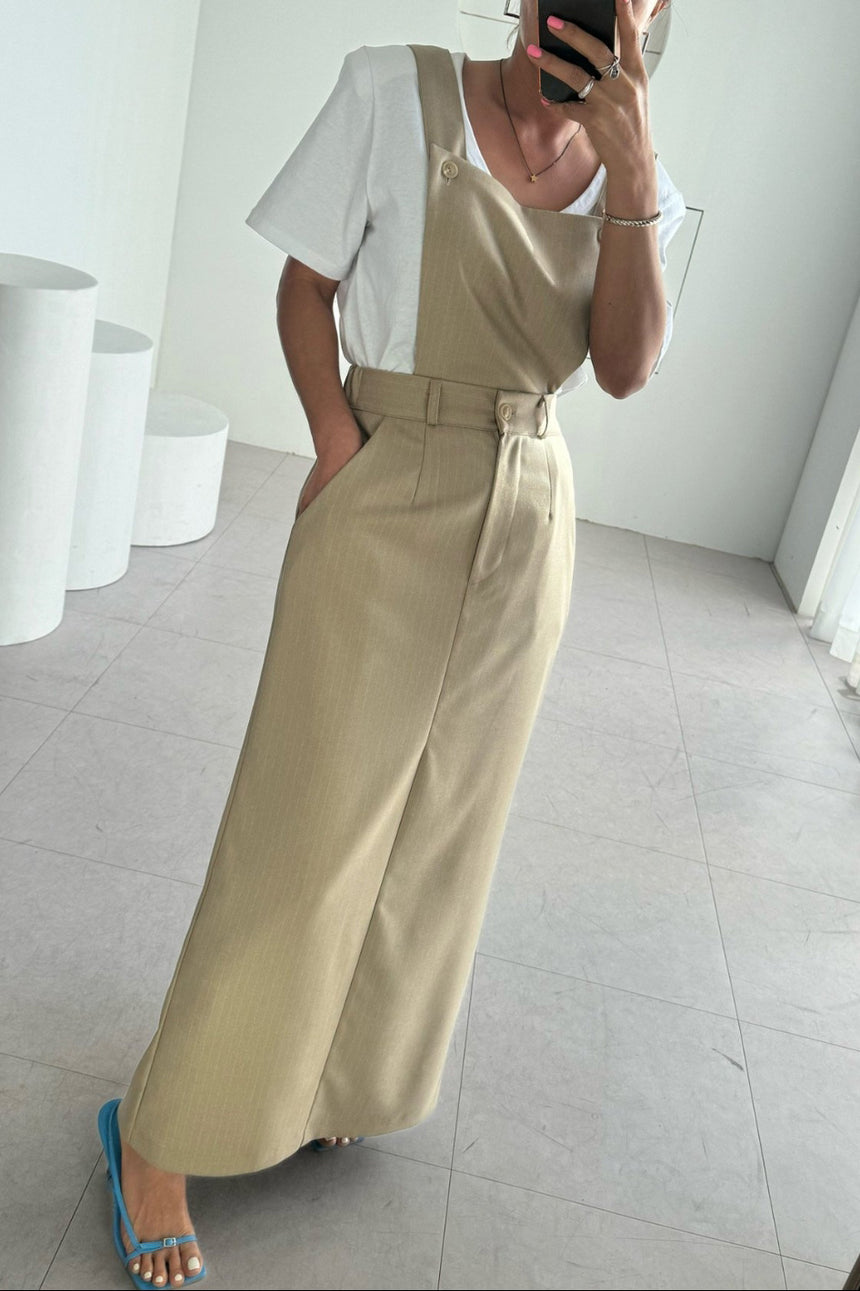 2-Way Classic Pinstripe Suspender Skirt