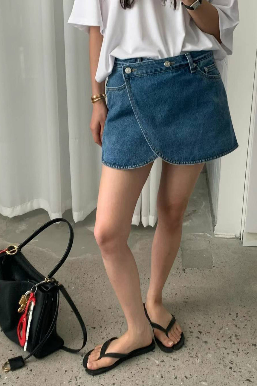 Birkin Denim Wrap Skort