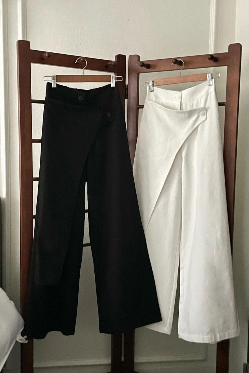 Side Button Wrap Pants