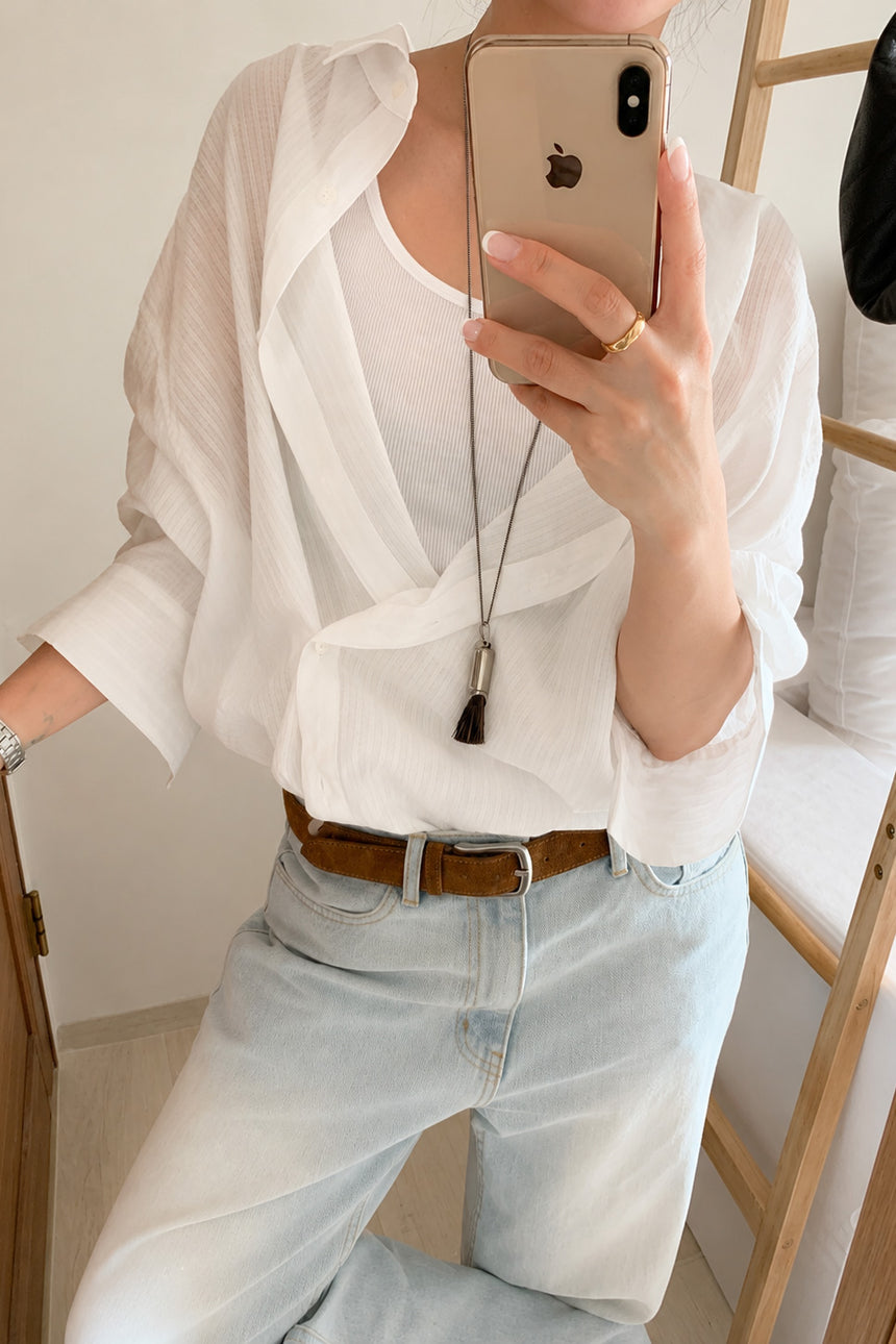 Airy Stripe Shirt _ White