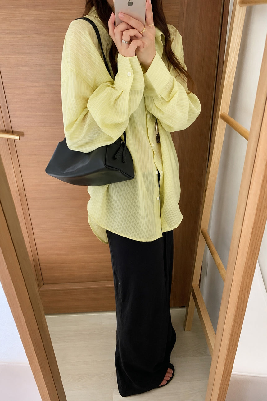 Airy Stripe Shirt _ Pale Lime