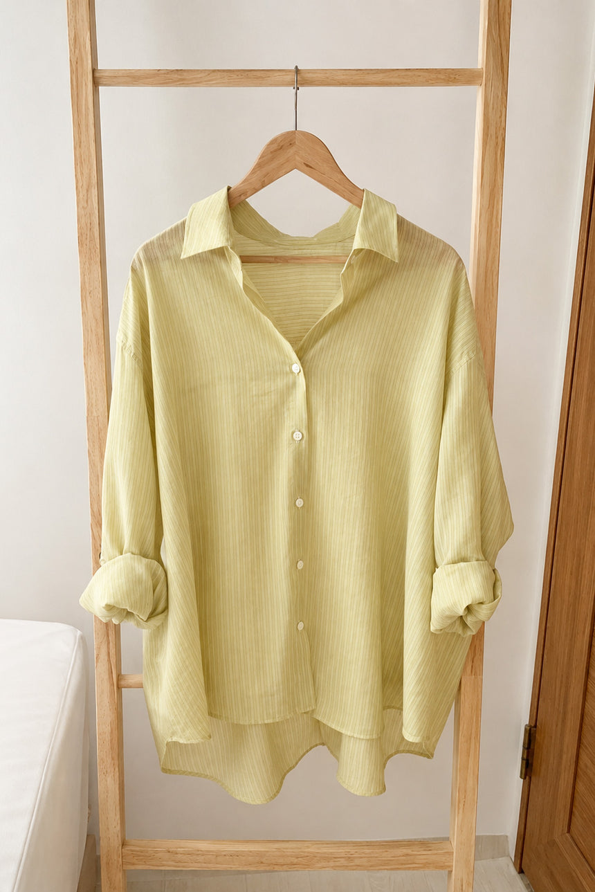 Airy Stripe Shirt _ Pale Lime