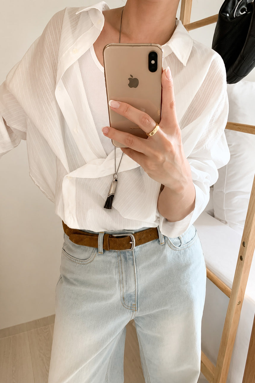 Airy Stripe Shirt _ White