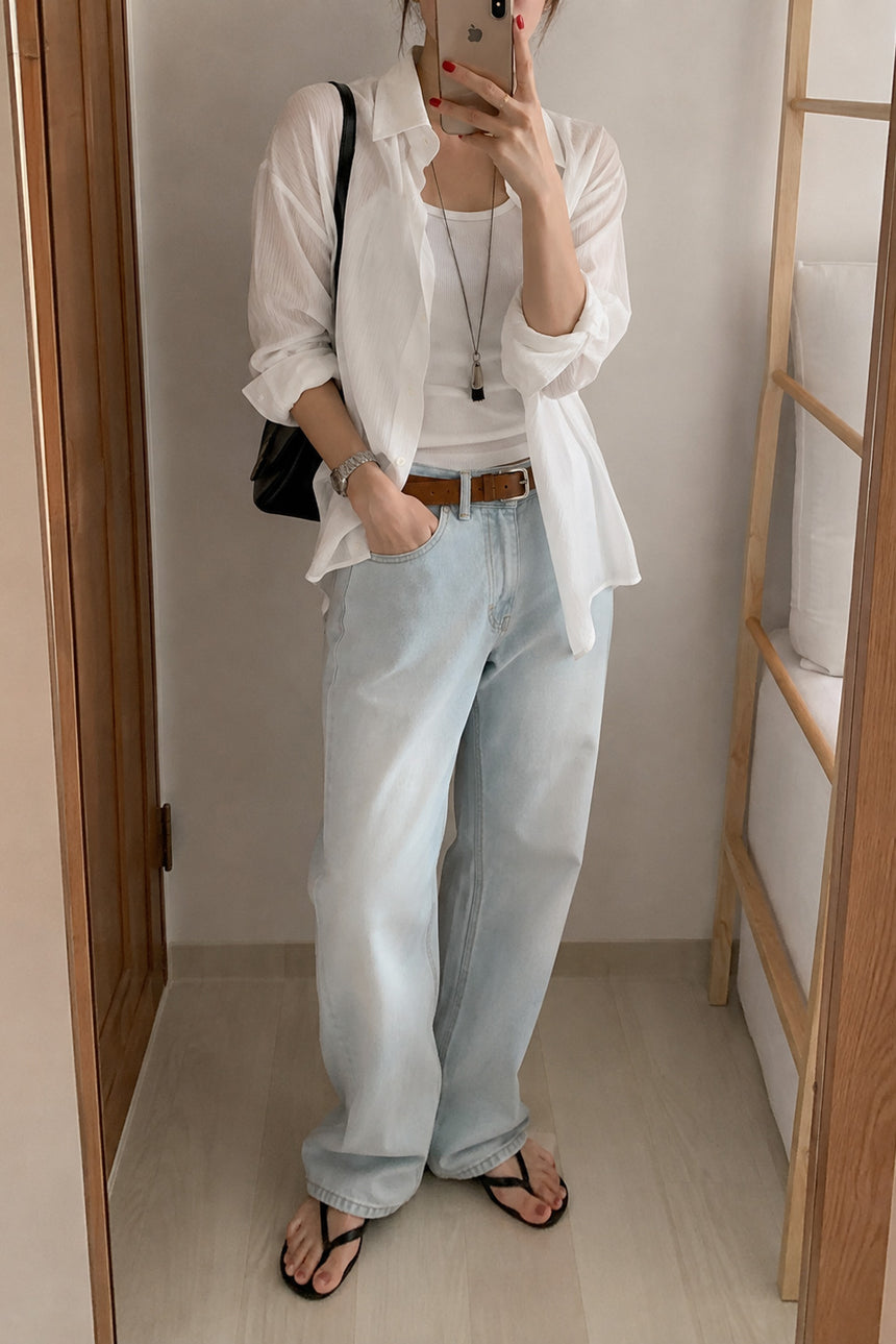 Airy Stripe Shirt _ White