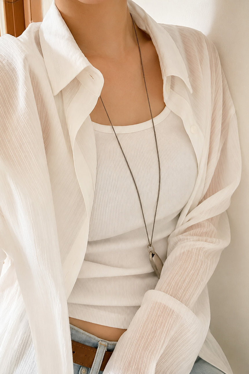 Airy Stripe Shirt _ White