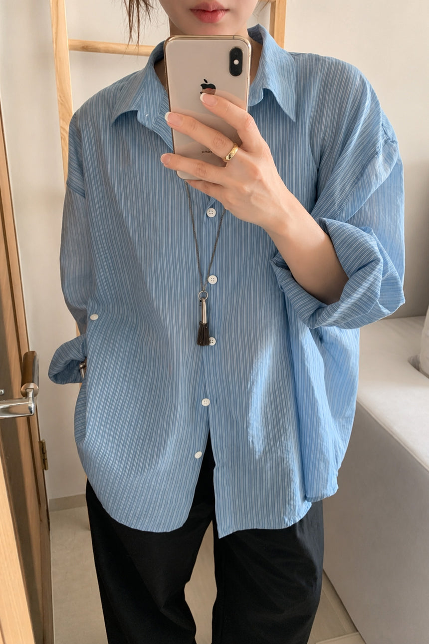 Airy Stripe Shirt_Blue