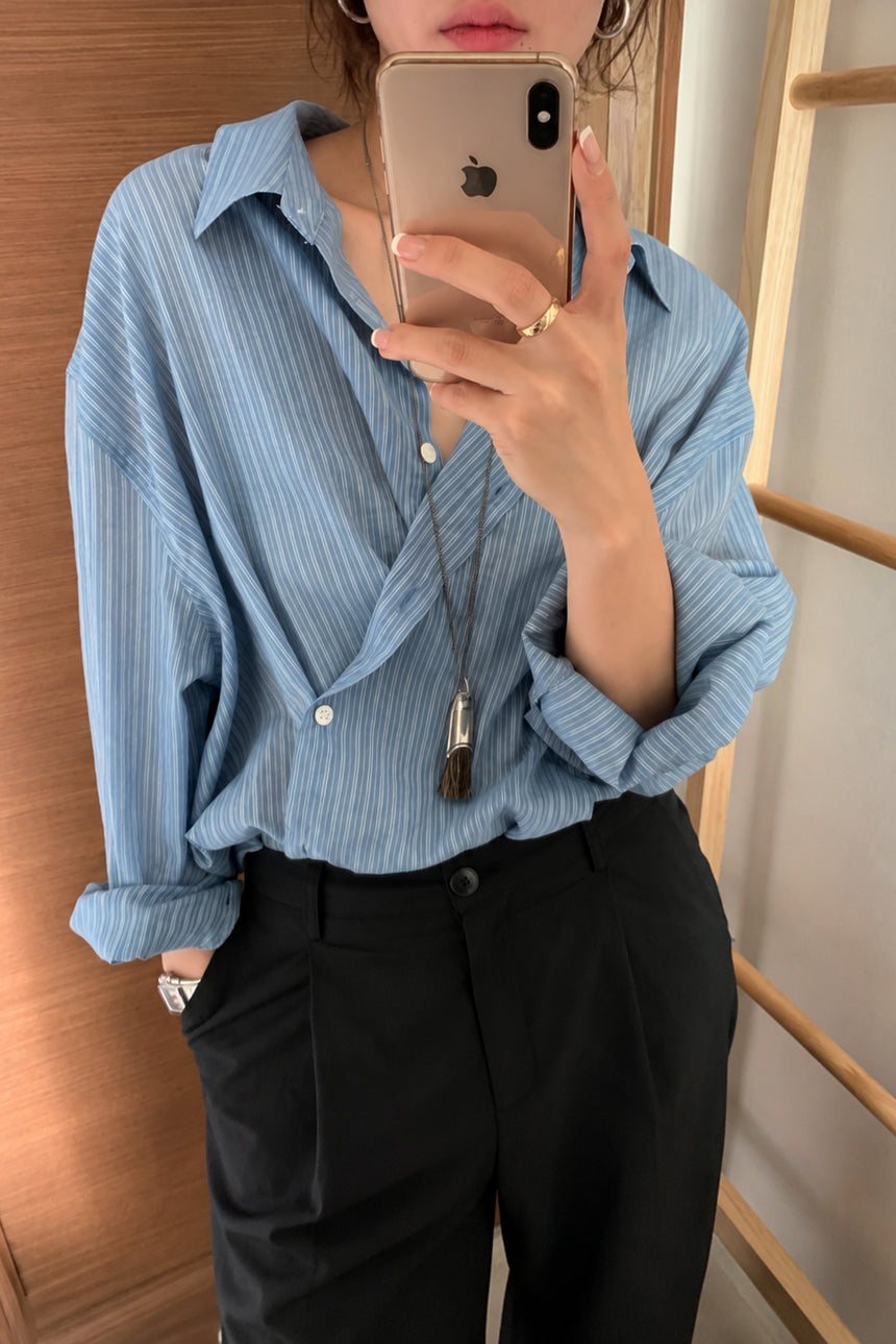 Airy Stripe Shirt_Blue