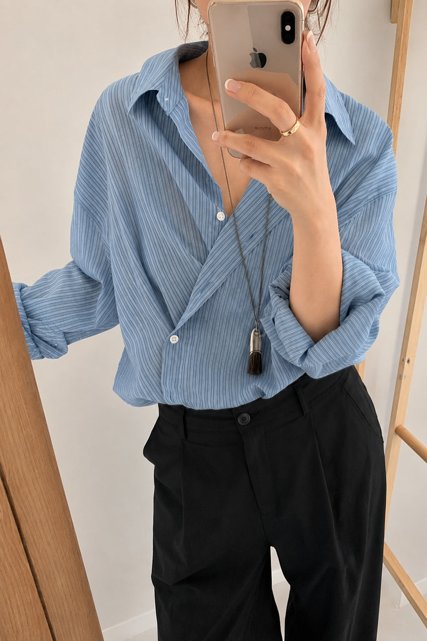 Airy Stripe Shirt_Blue