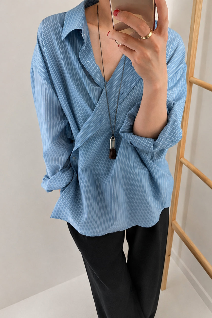 Airy Stripe Shirt_Blue