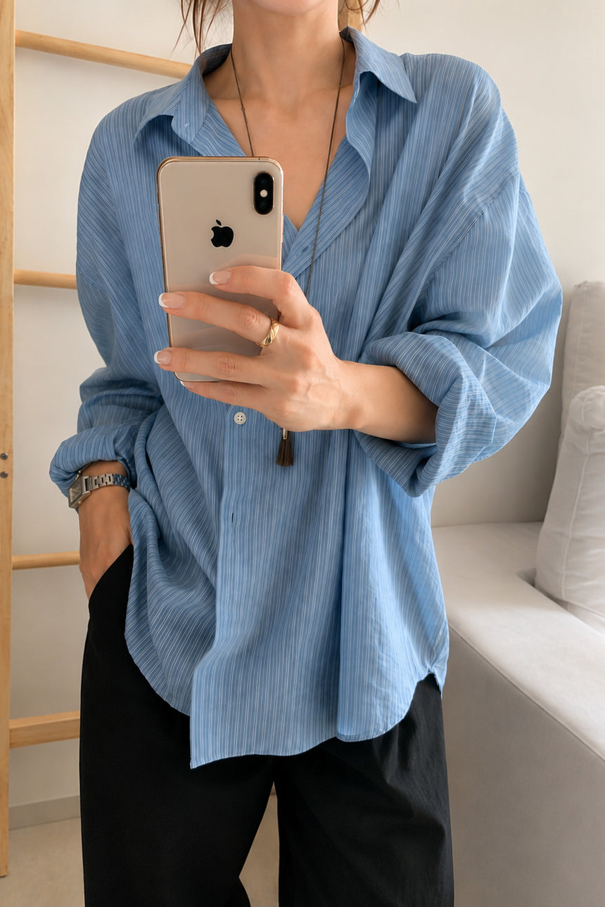 Airy Stripe Shirt_Blue