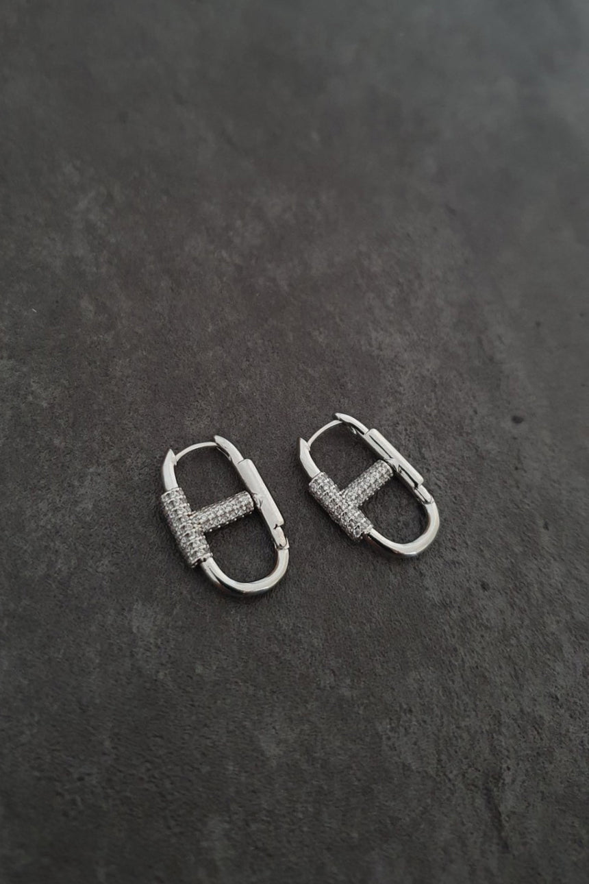 H Oval Hoop Earring